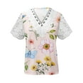 thumbnail image 4 of Aloohaidyvio Tops for Women,Women Fashion Top Summer Fold Printed Regular Women Short Sleeves V Neck Button, 4 of 5