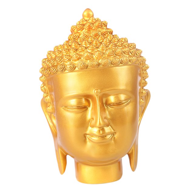 Estatua de cabeza de Buda, resina a mano Estatuil de Buda coleccionable Exhibición Decoración del hogar, 7 pulgadas dorado Sunnimix Escultura De La Estatua De Buda