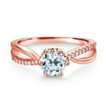 thumbnail image 2 of Gem Stone King 18K Rose Gold Plated Silver Ring Round Topaz and Moissanite (1.08 Cttw) (Size 7), 2 of 4