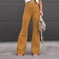 thumbnail image 4 of Women's Solid Color Corduroy Temperament Women's Trousers Micro Lapels High Waist Casual Pants, 4 of 4