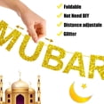 thumbnail image 4 of Juego de 2 pancartas Eid Mubarak, pancarta dorada brillante de Eid y guirnalda de estrellas, decoración para fiesta en casa, 4 of 7