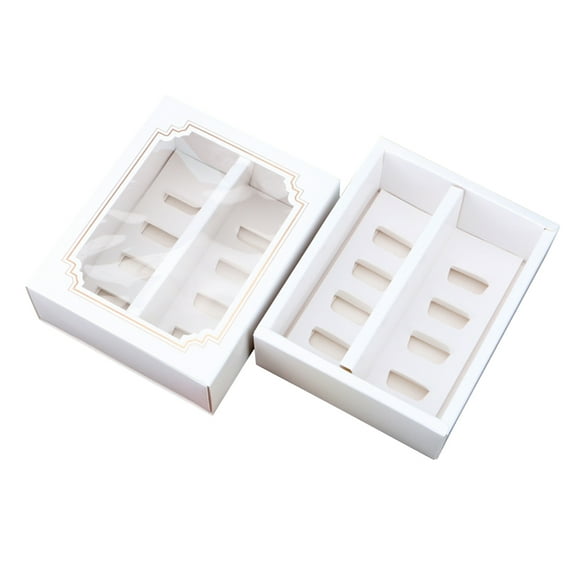 Toddmomy Macaron Storage Box White Paper 10Pcs 6.1X4.9X2.0In Dessert Container For Home Bakers