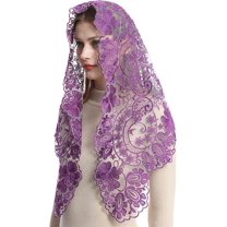 Triangle Catholic Church Mantilla Veils for Religious Christian Floral Lace Scarf Shawl Veil with Hairclips