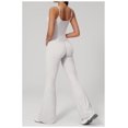 thumbnail image 5 of PISONIC Workout Sets for Women, 2 Piece Seamless Spaghetti Straps Crop Top Matching High Waist Flare Leggings Gym Yoga Outfits, 5 of 7