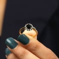 thumbnail image 4 of Created Black Diamond Ring with Diamond Halo (6 mm) - AAAA Quality, 18K Yellow Gold, US 12.50, 4 of 7