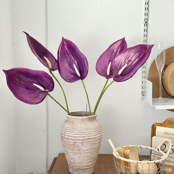 mdesiwst Artificial Anthurium Flowers, with Flexible Stems 3D Printed Design, Realistic Petals Long-Lasting Floral Arrangement Props, for Wedding Bouquets Home Decor
