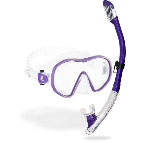Cressi F-Dual & Tao Dry Mask & Snorkel Kits, Clear/Purple