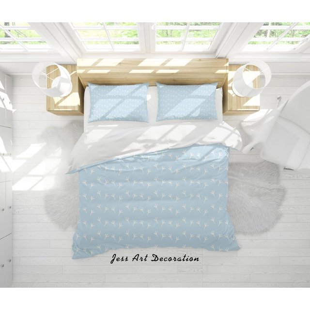 3D Azul Floral Patrón Funda de edredón Set Ropa de cama Set Funda de edredón Fundas de almohada SF06