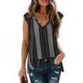 thumbnail image 1 of Qarigey Chaleco de algodón para mujer, camiseta sin mangas suave de encaje con cuello en V, ropa básica deportiva para vacaciones para Prendas para la parte del cuerpo Raya negra S, 1 of 6