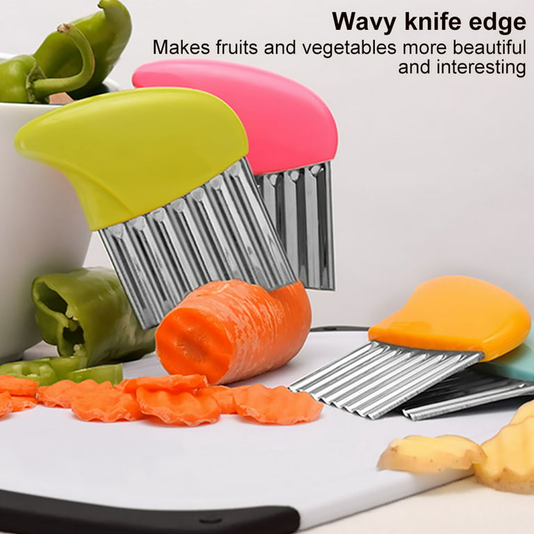  Crinkle Cutter Stainless Steel Potato Carrot Chip Vegetable  Crinkle Wavy Chopper Cutter French Fry Slicer: Home & Kitchen