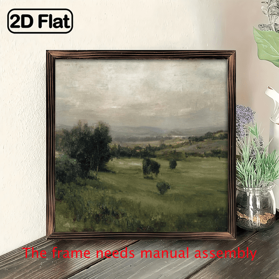 8x8inch Wooden Board Painting Vintage Landscape Painting for Bedroom Wall