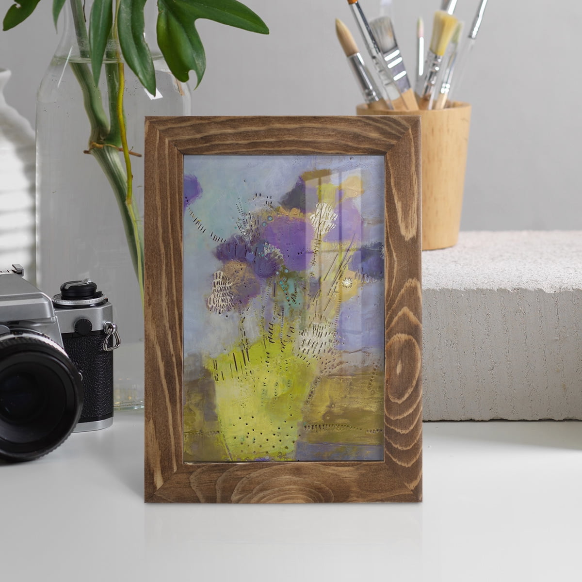 Blumen I -Framed Print w/glass-Walnut