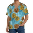 thumbnail image 3 of Vsdgher Sunflowers Print Men's Wrinkle Free Untucked Cuban Shirt Business Casual Button Down Shirts Short Sleeve Shirt, 3 of 7