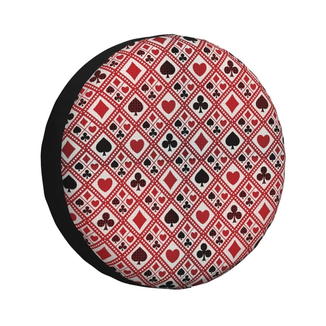 Fotbe Poker Funda de Llanta de Repuesto con Estampado, Engrosada, Ajuste Universal para Jeep, Remolque, RV, SUV, Camión-16 inch