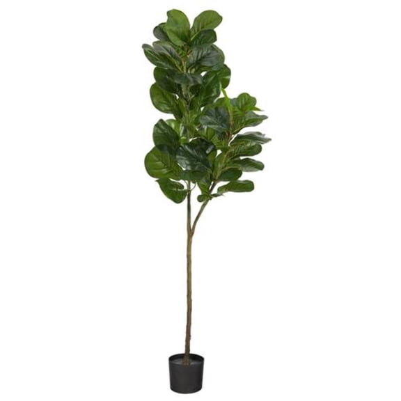 Nearly Natural 54" Fiddle Leaf Fig Artificial Tree in Green/Black