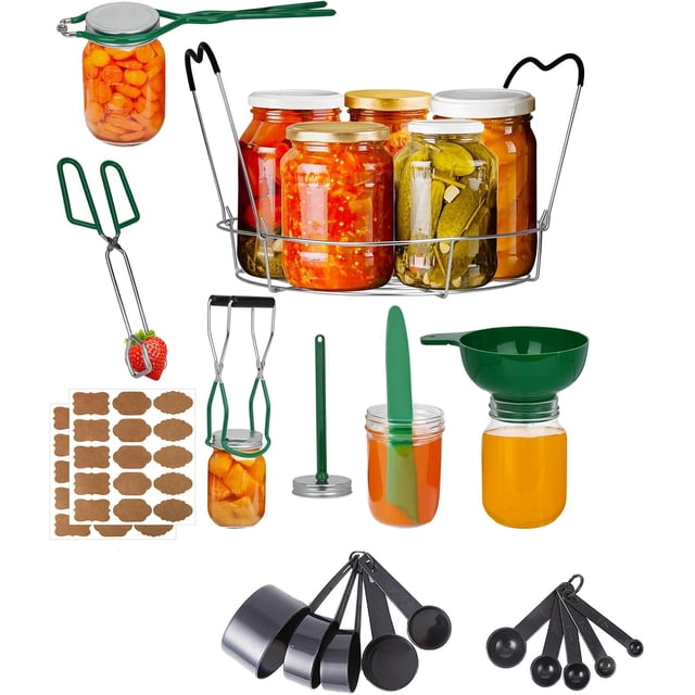 Tisovixo Canning Kits, Canning Supplies Boxed Set, Canning Equipment, Jar Lifter, Folding Rack, Tongs, Complete Multifunctional Canning Tools, Canning Kit Includes Wide Mouth Funnel for Mason Jars