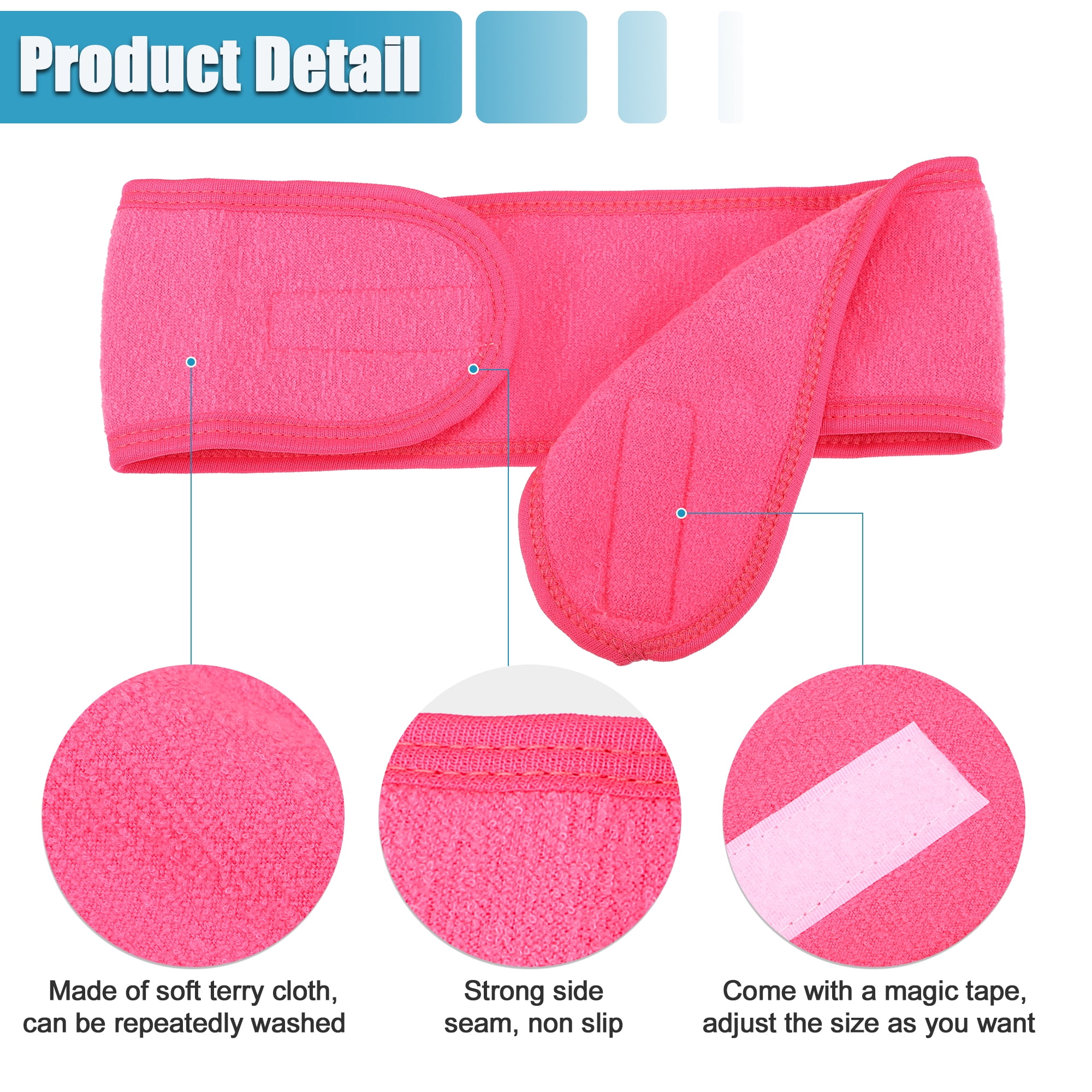 Unique Bargains 4 Pcs Spa Headband for Face Washing and Bathing Rose Red
