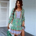 thumbnail image 2 of Robe d'Invitée de Mariage Mode Femme Bohème Col en V Ample Manches 3/4 Imprimée Robe Courte Longueur Mini Robe à Pois Robe à Bretelles Robe Mini Robe Maxi Robe Sans Bretelles, 2 of 7