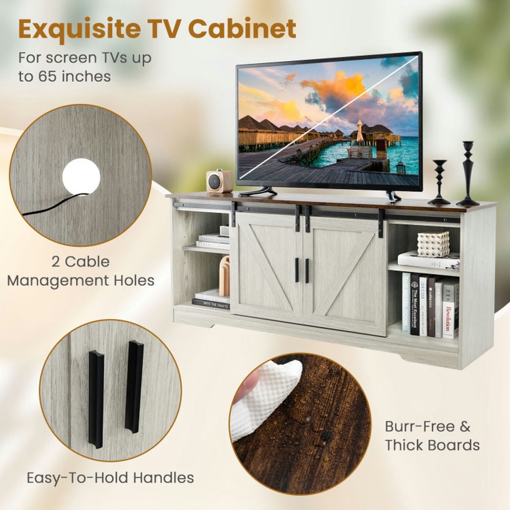 Finihen TV Stand, Entertainment Center, TV Stand for 65 Inch TVs Media Console Table, for Living Room, Gray