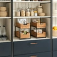 thumbnail image 2 of Seville Classics Bamboo Premium Organizer Storage Bins for Kitchen Silverware, Pantry, Closet, Office Desk, Pens, Utensils, Makeup, K Cup, Bamboo, 2-Tier Bin Set, Black, 2 of 4