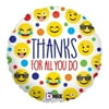 Betallic 90094 18 in. Emoji Thanks Flat Balloon, Pack of 5