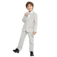 thumbnail image 3 of LOLANTA Boys Suit Wedding Ring Bearer Outfit Kids Suit Set, Plaid, Striped Blazer Suit Pants Bow Tie, 3 of 6