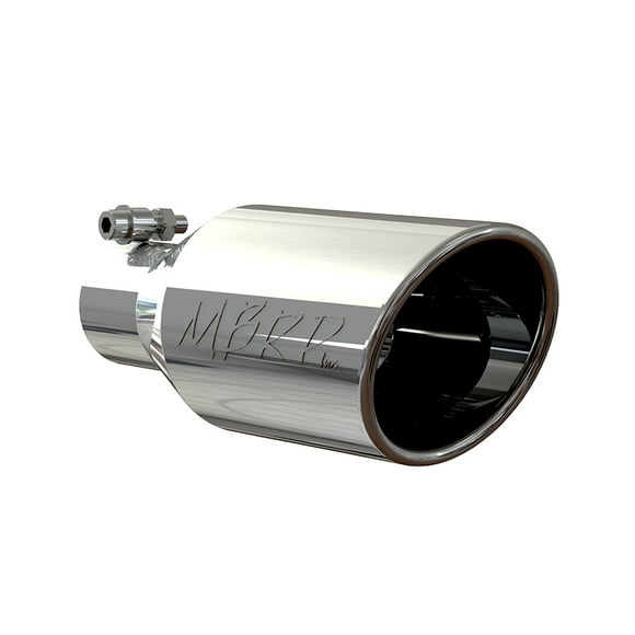 MBRP T5160 Exhaust Tail Pipe Tip  2-1/2 Inch Inlet Diameter; 4-1/2 Inch Outlet Diameter; T304 Stainless Steel; Oval; SW Angle Rolled End; 11 Inch Length; With Etched MBRP Inc Logo