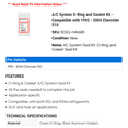 thumbnail image 2 of A/C System O-Ring and Gasket Kit - Compatible with 1992 - 2004 Chevy S10 1993 1994 1995 1996 1997 1998 1999 2000 2001 2002 2003, 2 of 2