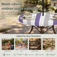 thumbnail image 6 of Round Outdoor Tablecloth with Umbrella Hole and Zipper, Purple Grey Striped Tablecloth with Elastic Waterproof, Minimalist Farmhouse Stripe Patio Table Covers for 31" - 35" Picnic Pool Tables, 6 of 9