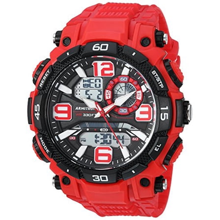 Armitron Sport Mens 205270Red Analogdigital Chronograph Red Resin Strap Watch