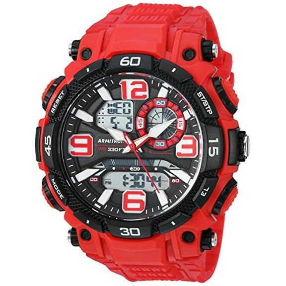 Armitron Sport Mens 205270Red Analogdigital Chronograph Red Resin Strap Watch