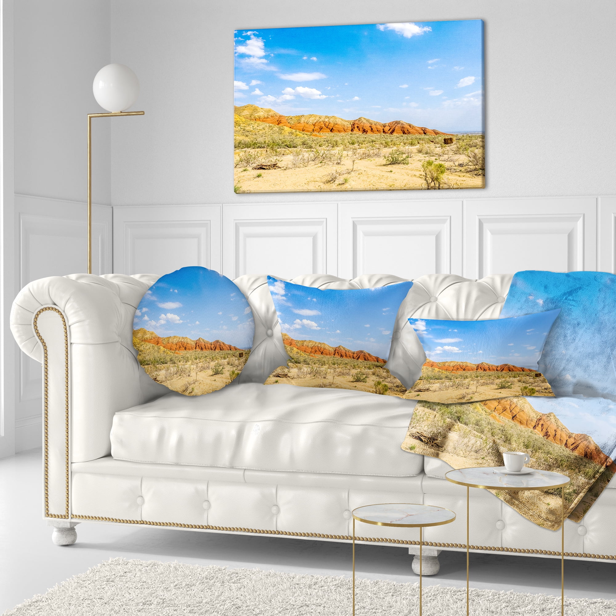 Designart Rocky Mountain in Desert - Landscape Photo Throw Pillow - 12x20