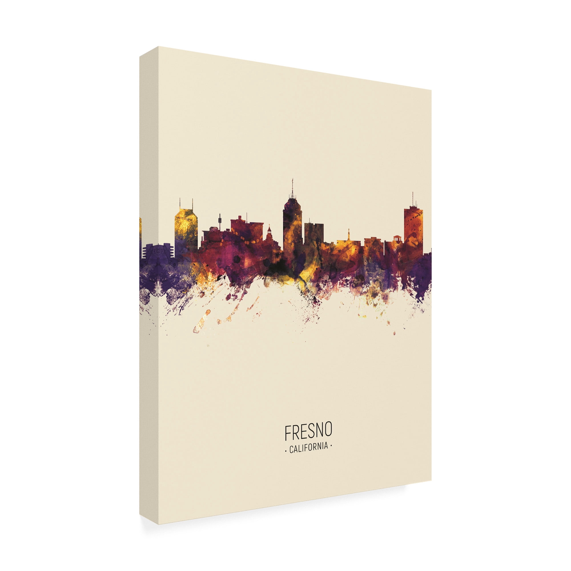 Trademark Fine Art 'Fresno California Skyline Portrait III' Canvas Art by Michael Tompsett