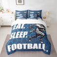 thumbnail image 2 of 7 Pcs Eat Sleep Football Comforter Set King Size,Football Bed in a Bag with Flat Sheet and Fitted Sheet and Adults,Geometric Honeycomb Bedding Set with Pillowcase and Sham, 2 of 5