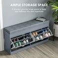 thumbnail image 3 of HOMCOM Modern Shoe Rack Bench for Entryway, Storage Organizer with Cushion, 2 Drawers, Adjustable Shelf, Holds 8 Pairs, Gray, 3 of 9