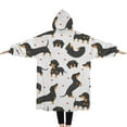 thumbnail image 2 of Oversized Wearable Blanket Hoodie,Dachshund and Heart Sherpa Blanket Hoodie with Super Pockets,Super Warm Fuzzy Pullover for Women & Men, 2 of 6