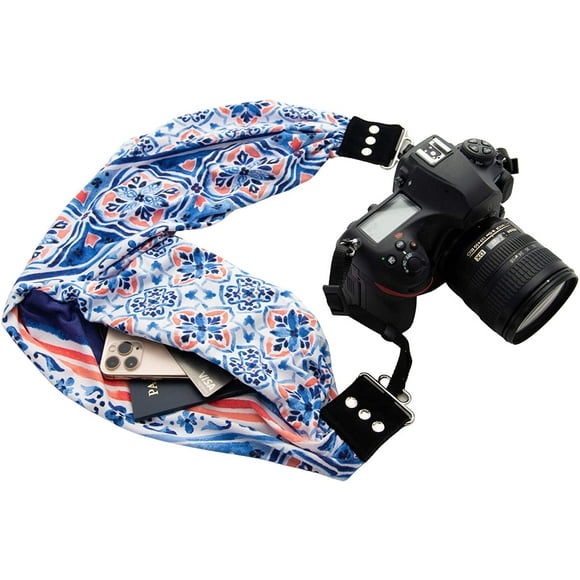 Capturing Couture Scarf Camera Strap with Hidden Zipper Pocket, Alia - Stylish, Comfortable & Soft on Neck or Shoulder