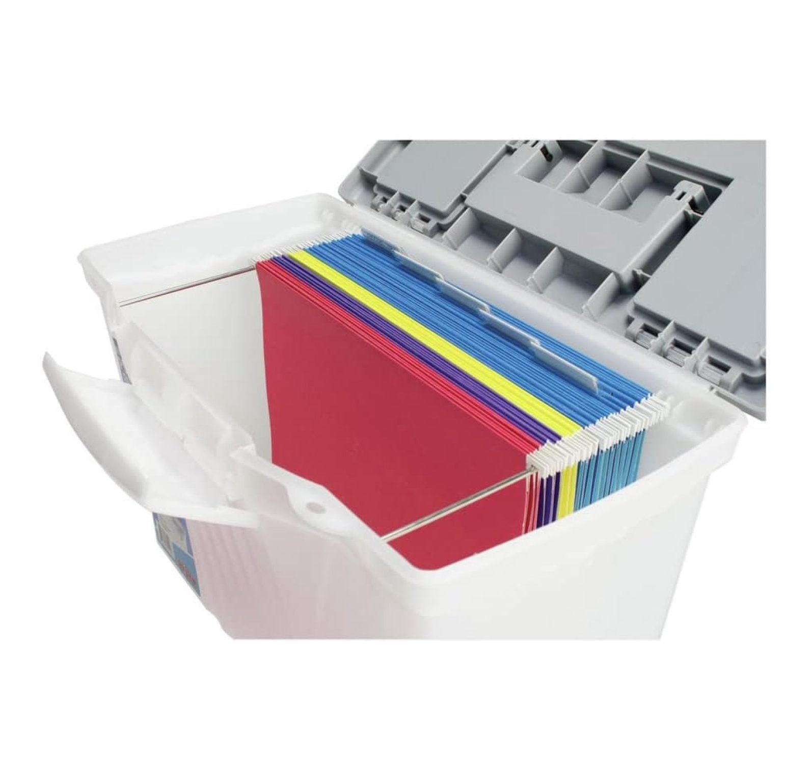Portable File Box with Organizer Lid Legal/Letter