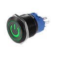 thumbnail image 1 of Ofertas únicas Interruptor de presión interior del automóvil de 22 mm Botón pulsador de bloqueo automático con símbolo de encendido LED 1NO 1NC 12-24V Verde, 1 of 1