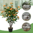 thumbnail image 4 of Gymax 3.3 FT Artificial Tree Artificial Camellia Tree Faux Plant for Indoor & Outdoor, 4 of 9