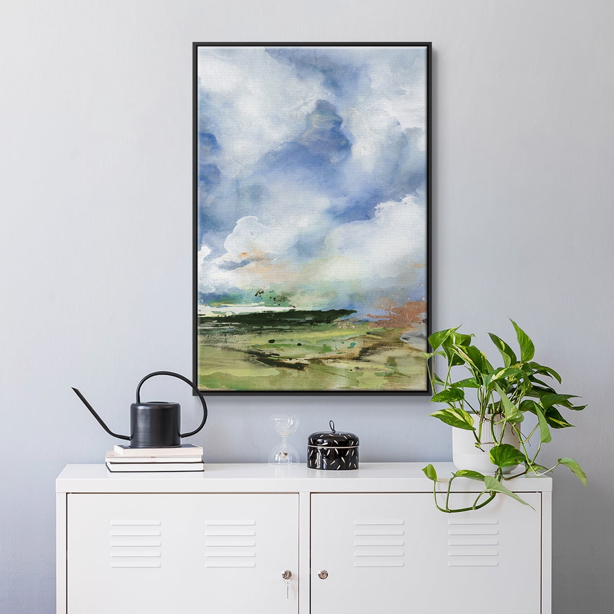 Spring Air II Framed Premium Gallery Wrapped Canvas - Ready to Hang - 27 x 41 - Black Floating Frame
