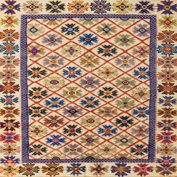 Ahgly Company Indoor Square Abstract Chestnut Brown Area Rugs, 8' Square