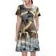 thumbnail image 1 of Disketp Wolf Family Winter Wonderland para Vestido de Manga Corta para Mujeres, Vestidos de Verano para Mujeres, Casual y Holgado para la Playa, 1 of 6