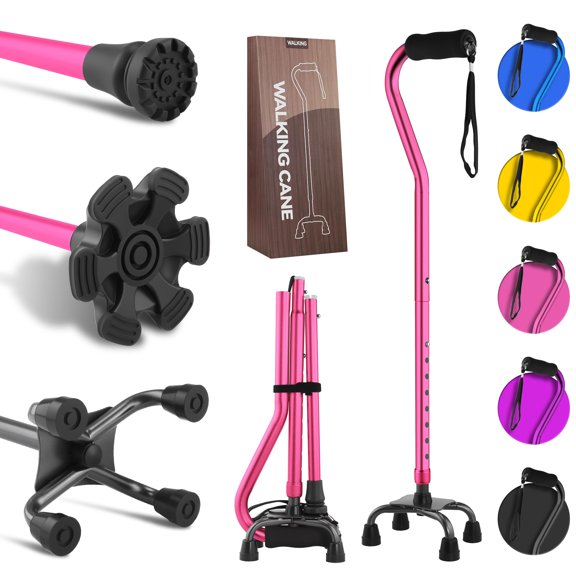 Bastones para caminar unisex LIXIANG, plegables, ajustables, con base de 4 puntas y asas de espuma, resistentes y estables, para personas mayores y adultos. Bastones para hombres que brindan estabilid
