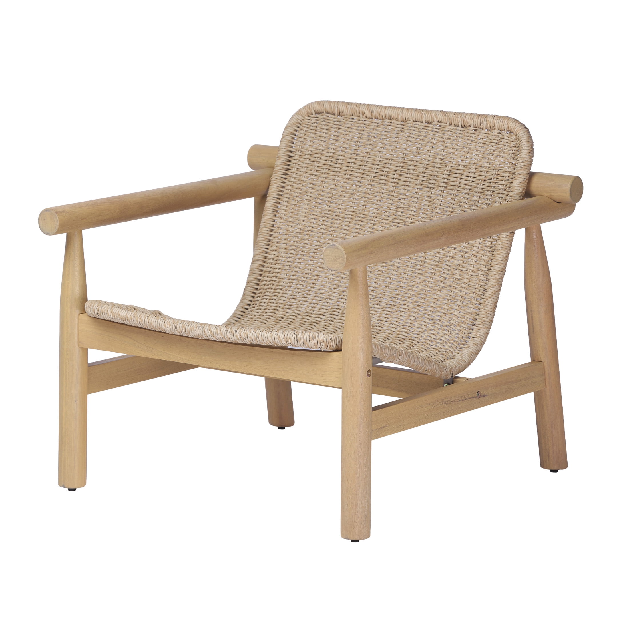 Christopher Knight Home Bohemian Patio Lounge Chair, Acacia Wood with Wicker Seat, Light Teak+Beige