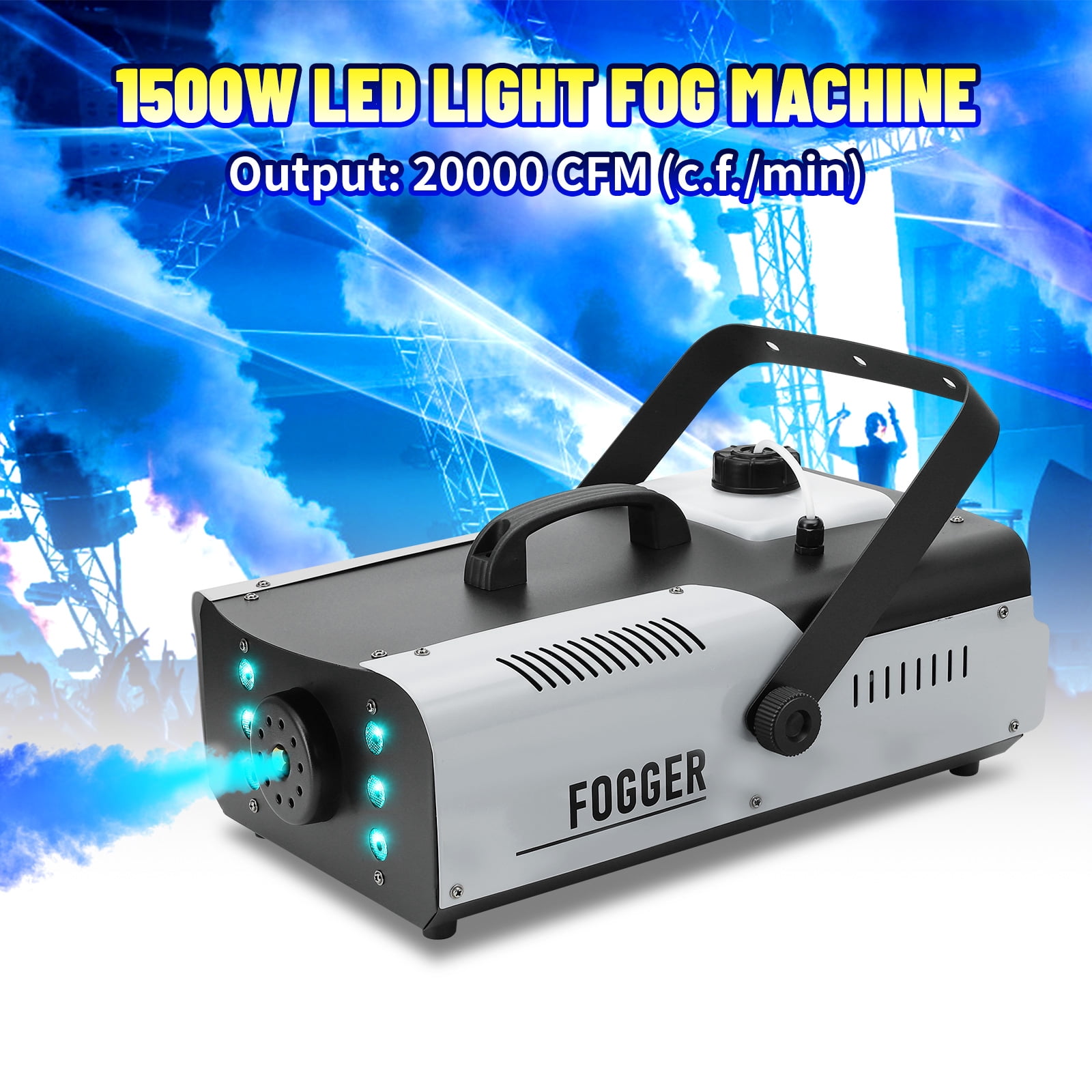 1500W Fog Machine 20000CFM Smoke Machine with LED Lights,Wireless Remote & Wired Control Professional Smoke Machine for DJ Stage Halloween Party Wedding Christmas