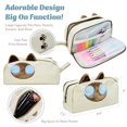 thumbnail image 2 of allydrew 3D Cat Design Pencil Case, Large Capacity 2 Compartment Pencil Pouch for Stationery Tools, Beige Cat, 2 of 5