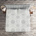 thumbnail image 2 of Ambesonne Grey Quilted Coverlet 3 Pcs, Damask Victorian Bohemian, King Size, Grey, 2 of 2