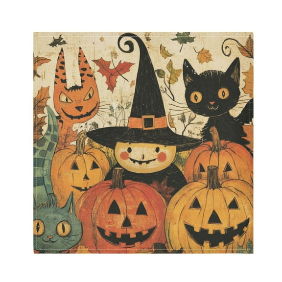 Qxltty Pumpkin Witch Napkins 20×20in Perfect for Parties Dinners Weddings Cocktail Housewarming Cloth Napkins Set of 6