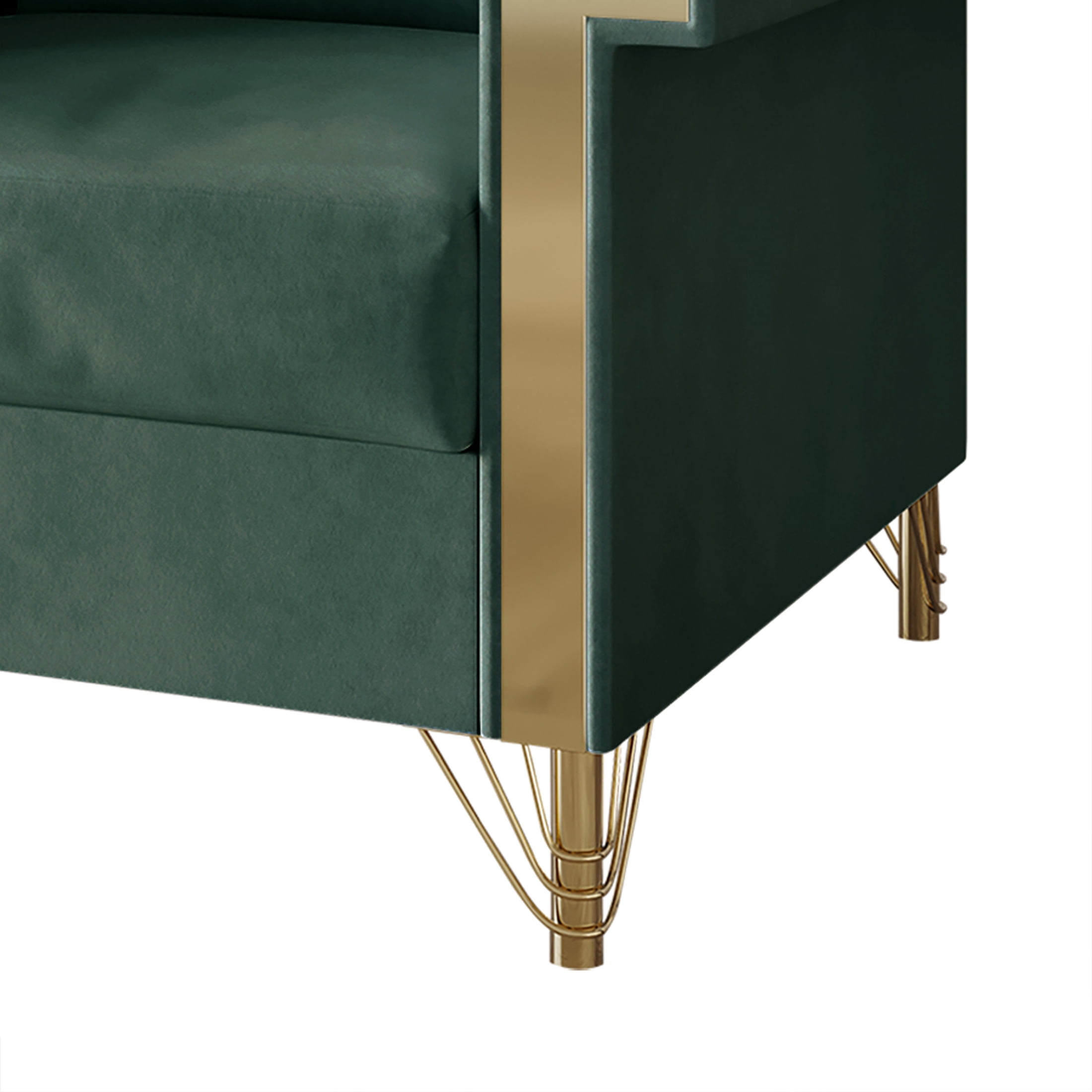 Castle Place Comtemporary Glam Velvet Upholstered Sofa, Carribean Green
